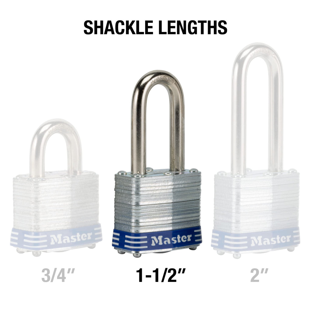 Master Lock 3TLF Laminated Steel Padlock with Key, 2 Pack Keyed-Alike