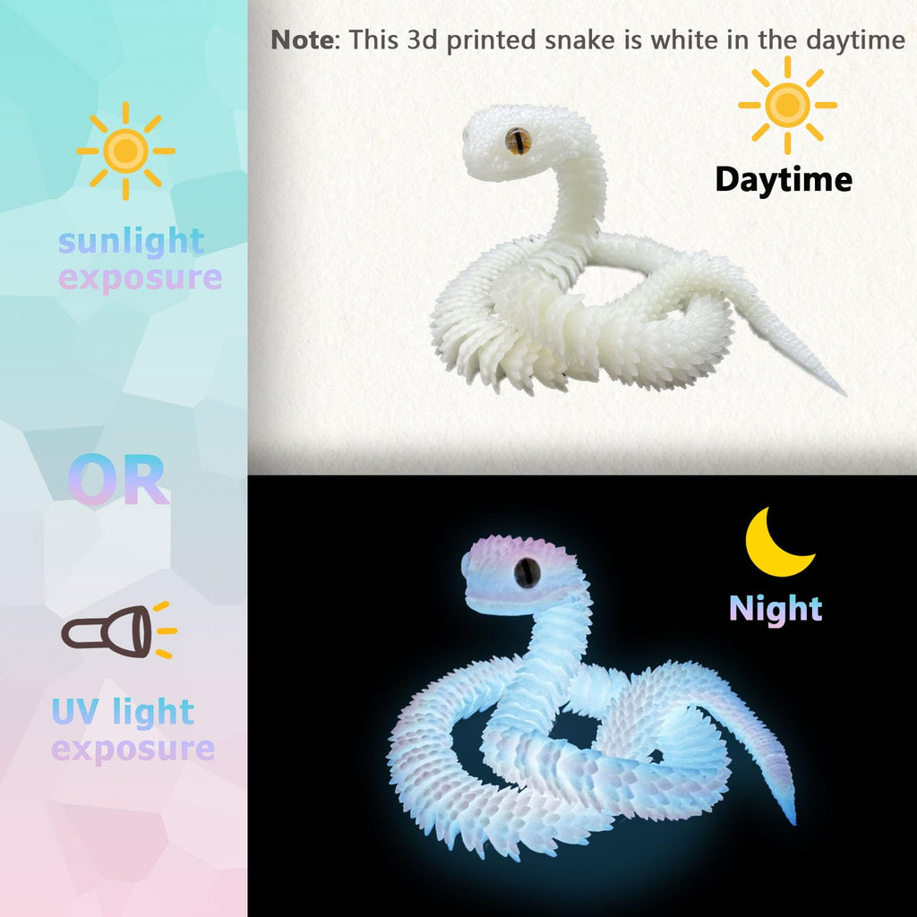 24in 3D Printed Snake Toys, Flexible 3D Printed Animal, Fidget ADHD Snake Toys, Perfect Desk Pet for Animal Collectors, Easter Basket Essentials