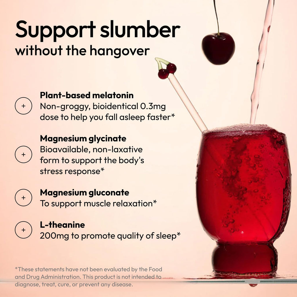 Moon Juice Sleepy Magnesi-Om - Magnesium Sleep Supplement Powder with L-Theanine & Plant-Based, Low Dose Melatonin, Sugar-Free Bedtime Drink Mix for Deep Sleep w/o Grogginess, Cherry, 35 Servings