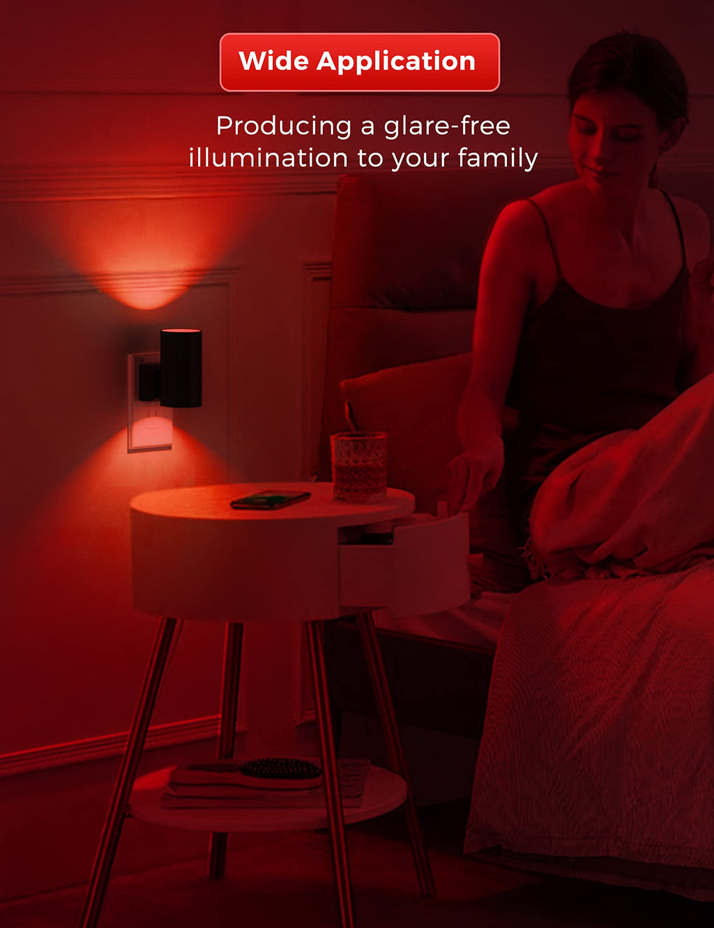 L LOHAS LED Red Night Light, Circadian Night Lights Plug into Wall, LED Nightlights with Light Sensor, Sleep Aid Red, Dimmable Night Light for Nursery Kids Adults, Home Decor, Hallway, Bedroom, 2Pack