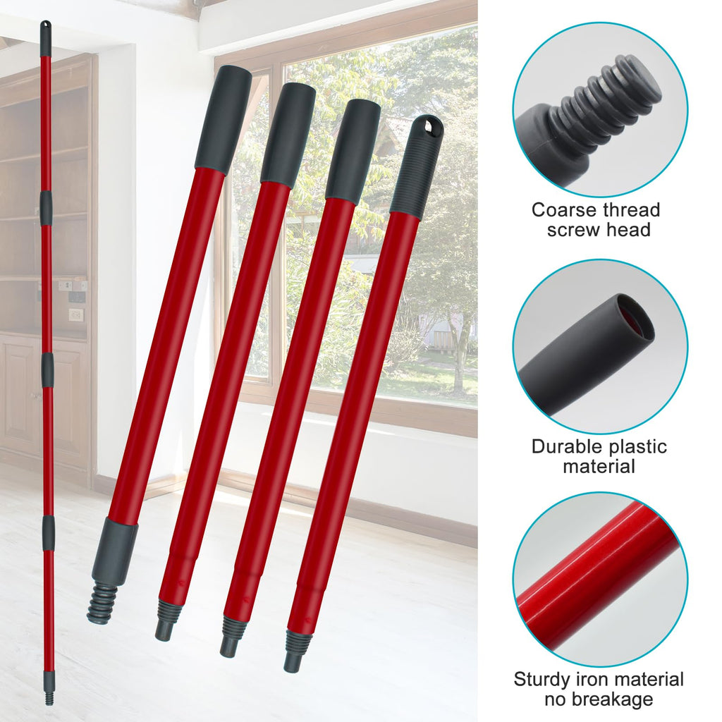 Spin Mop Replace Head, Base, Mop Handle Replacement for OCedar EasyWring 1 Tank System, Include 2 Microfiber Mop Head Replacement, 1 Sturdy Iron 30-58" Mop Handle, 1 Scrubber Head, 1 Spin Base