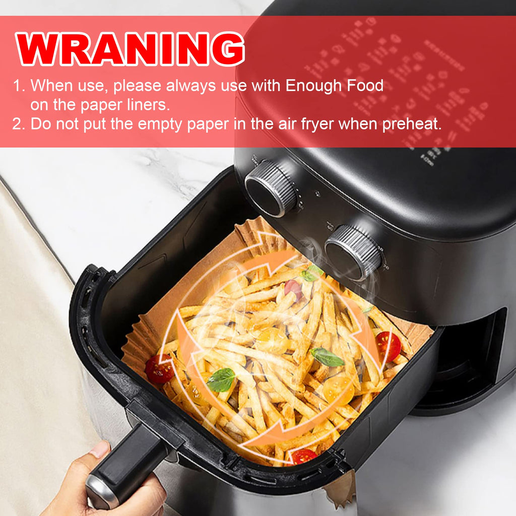 250 Pcs 8" Square Air Fryer Liners Disposable, Unbleached Parchment Paper Liners for Airfryer Basket, Non-Stick & Leakproof Baking Paper for Oven Roasting