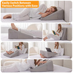 Ruqmuis Wedge Pillow for Sleeping, 10" Bed Wedges Pillow for Headboard, Triangle Incline Wedge for Acid Reflux, Pillows Wedge for Back Pain Relief, Elevated Leg Pillows After Surgery, Snoring, Grey
