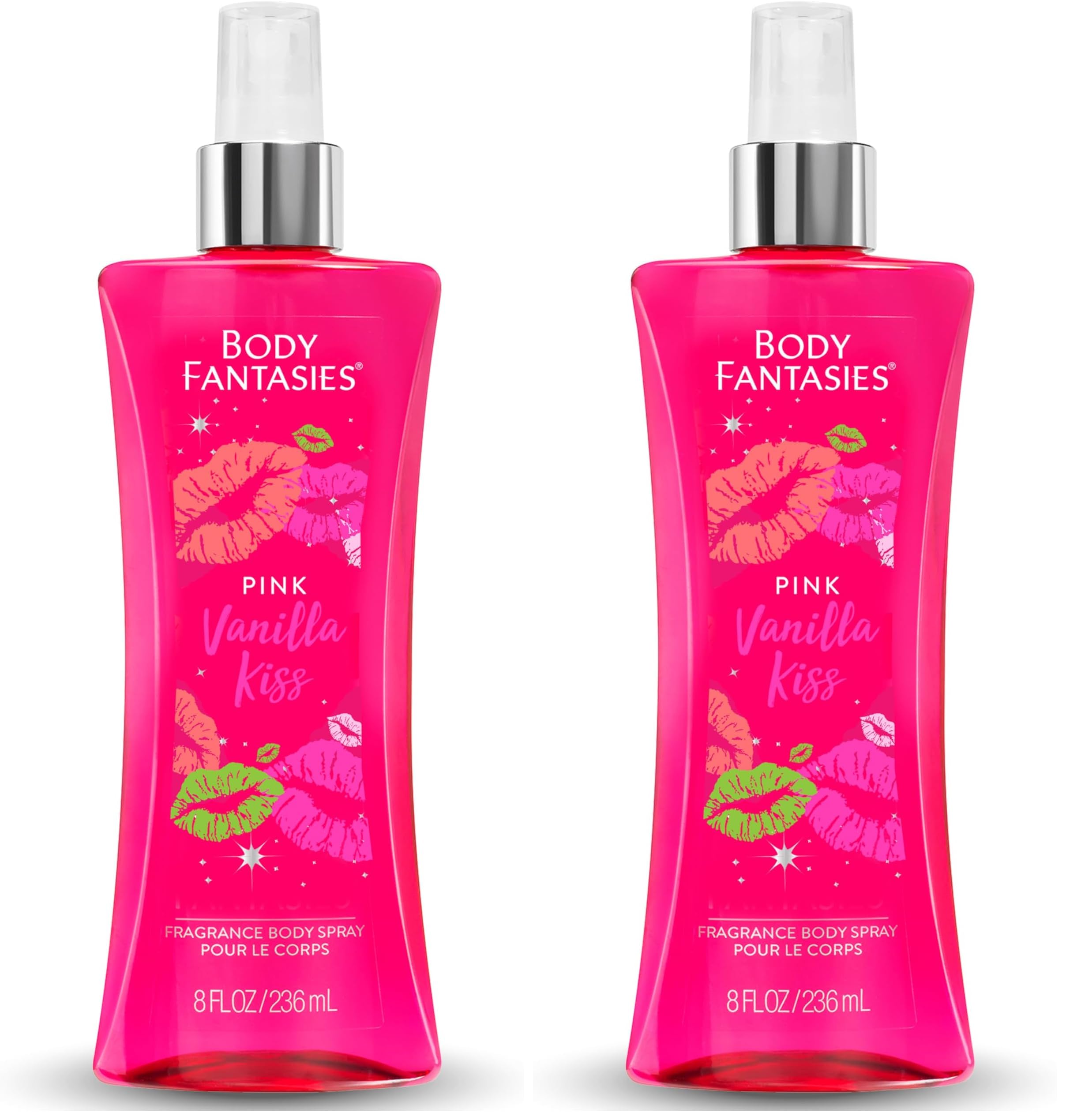 BODY FANTASIES SIGNATURE Fragrance Body Spray, Pink Vanilla Kiss Fantasy, 8 Fluid Ounce (BF44) (Pack of 2)