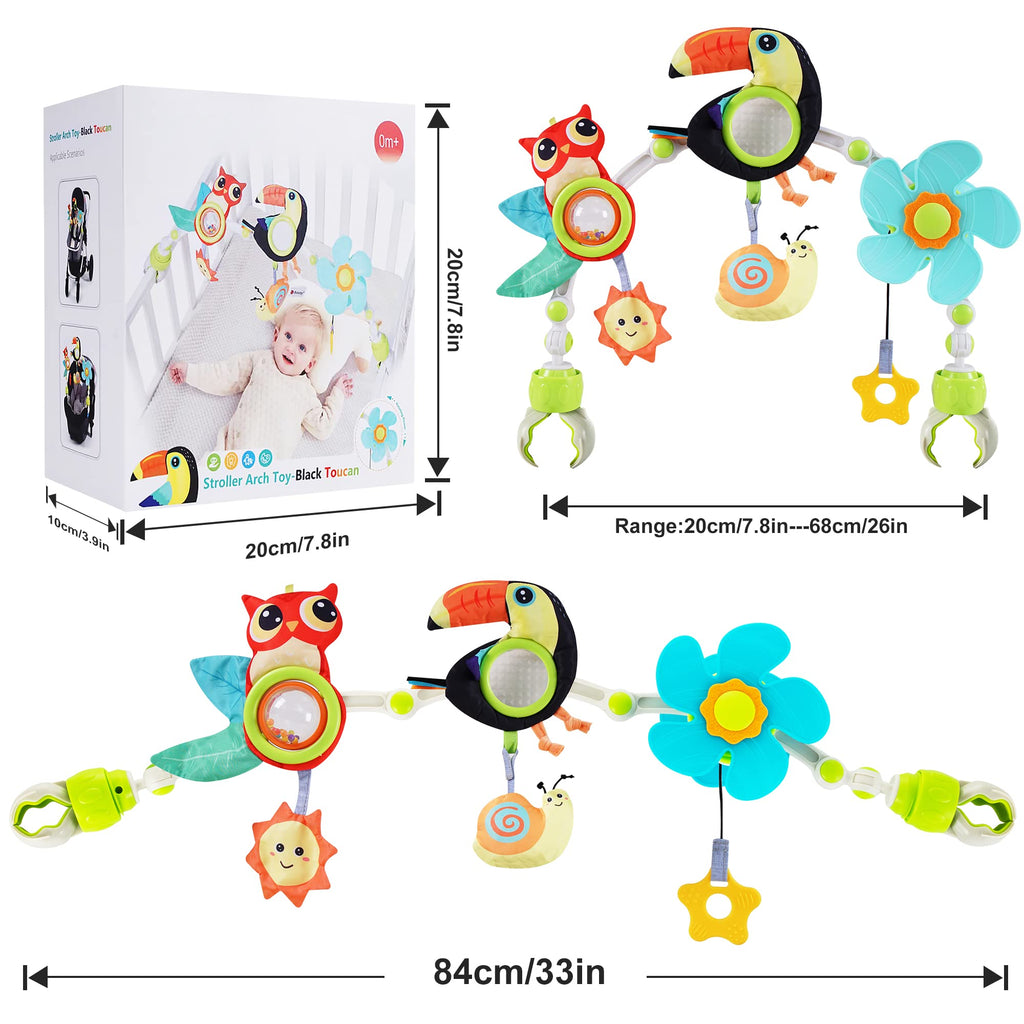 Lynncare Adjustable Arch Bassinet Toys for Infant & Toddlers, Stroller Arch, Baby Crib Toys with Fascinating Hanging for Stimulating Baby’s Senses and Developing Motor Skills