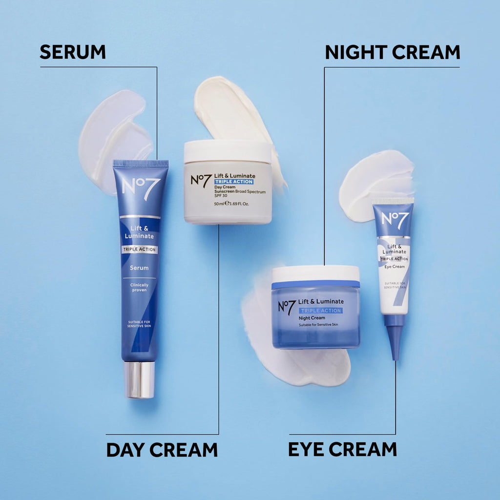 No7 Lift & Luminate Triple Action Face Cream - Fragrance Free Face Moisturizer with SPF 30 - Formulated with Anti Aging Collagen Peptides & Brightening Complex (1.69 Oz)