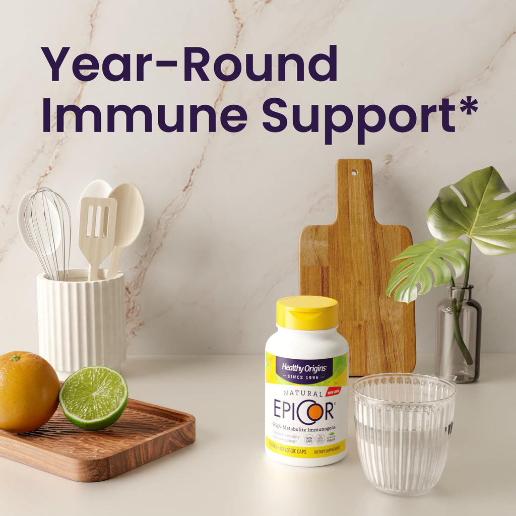 Healthy Origins EpiCor 500 mg, 30 Veggie Capsules - Featuring Clinically Studied Dried Yeast Fermentate - Supports Immune Function, Seasonal Wellness & Healthy Respiratory Health - 1 Month Supply