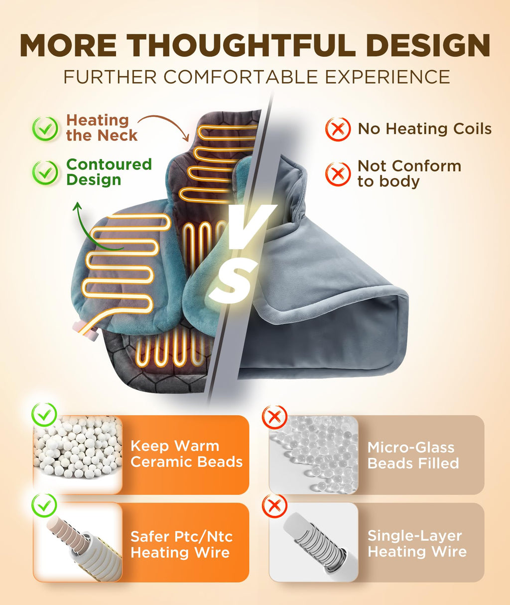 Graphene-Infused Heating Pad 3X Deeper Muscle Relief, Weighted Instant Heating Pads for Neck and Shoulders, Heated Wrap with 6 Heat Options and 4 Auto-Off Timer, Gifts for Mom Women Christmas Birthday