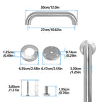 Rackickyer Shower Grab Bar, 2 Pack 12 Inch Brushed Nickel Bathroom Safety Bar, 1.25" Diameter 304 Stainless Steel Grab Bars for Bathtubs and Showers, Handicap Shower Grab Bar for Seniors Elderly