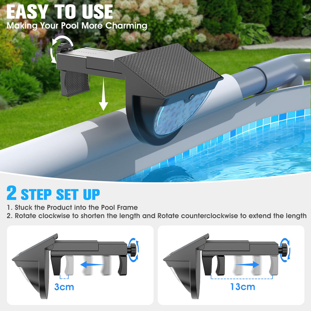 Solar Pool Lights,2026 Upgraded Solar Powered Above Ground Pool Lights,Frame Pool light Waterproof,Outdoor Swimming Pool Solar Light,Color Changing Pool Lighting for Above Ground Pool Accessories-2PCS