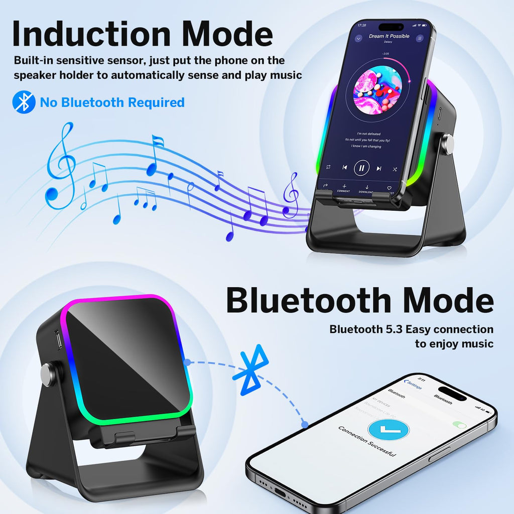 MILOUZ Wireless Induction Speaker 5-in-1 Bluetooth Speaker with Phone Stand