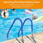 Pool Handrail Cover, 8 Feet Swimming Pool Hand Railing Covers with Zipper Non Slip Anti-Scald Safety Rail Grip Handles Sleeve for Swimming Pools Inground Ladder Hand Rail Grips-Blue