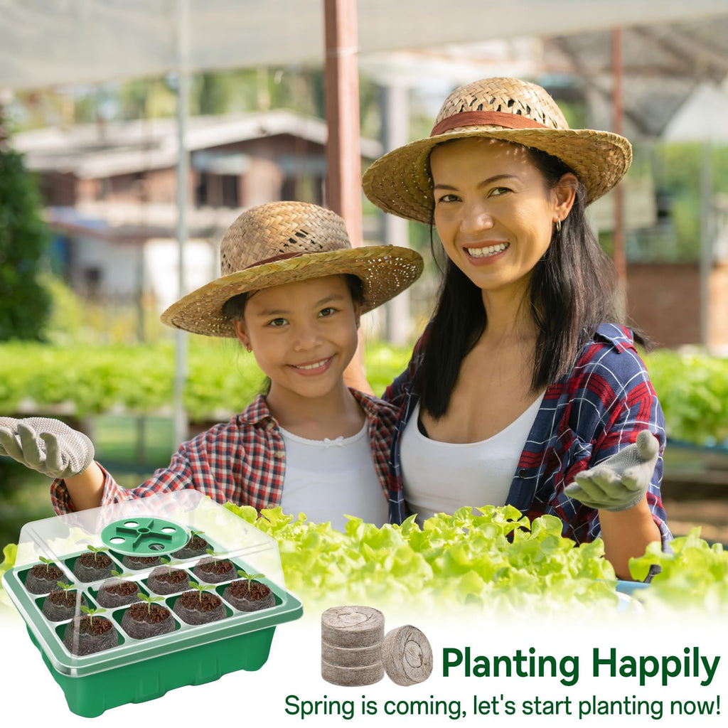 Seed Starter Tray with Peat Pellets, Green Seeding Starter Trays for Plants