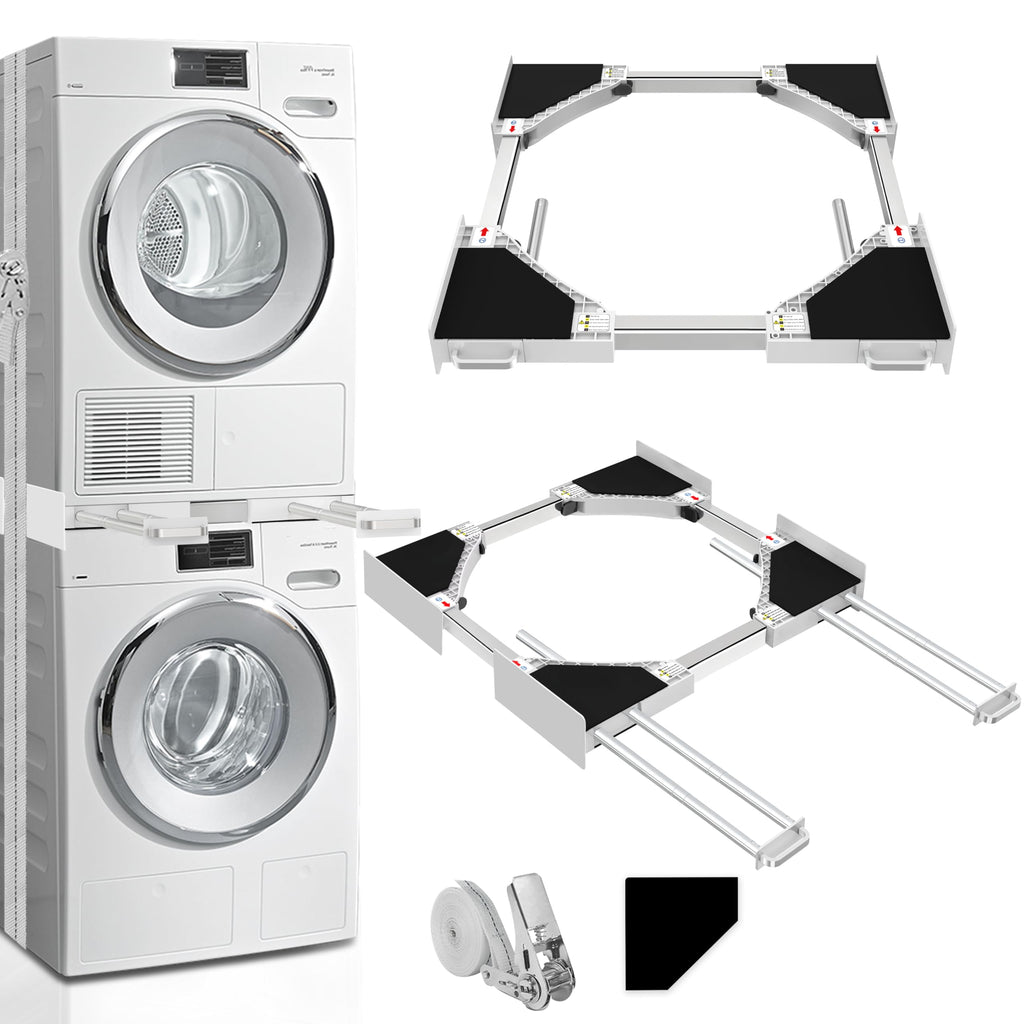 Washer and Dryer Stacking Kit - Universal Stacking Kit with Pull-Out Drying Rack for Laundry Room - Adjustable 24" - 29" - Space-Saving