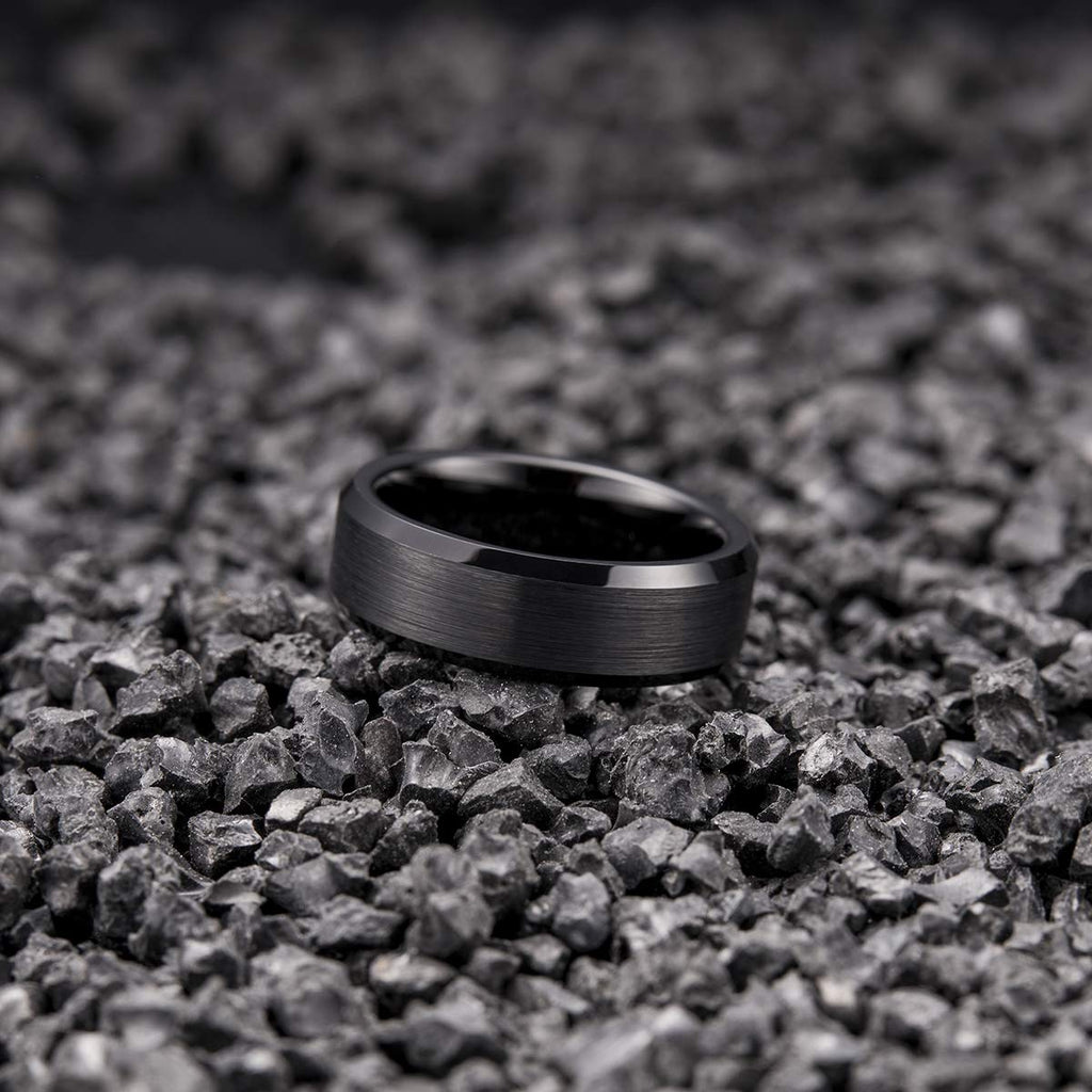 Black Men Tungsten Wedding Band 7mm Size 9