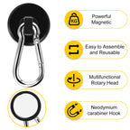 DIYMAG Black Magnetic Hooks,70LBS Strong Heavy Duty Neodymium Magnet Magnetics Hook for Hanging at Home, Office Locker, Workplace, Refrigerator, Cruise Ship or Travel, 15Pack