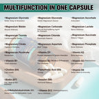 25-in-1 Magnesium Complex with Methylated B Complex Magnesium Glycinate Citrate Malate Taurate Gluconate Aspartate Carbonate D3 K2, Magnesium Supplement for Relaxation Energy & Nerve, 120 Vegan Caps