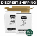 Depend Real Fit Adult Diapers, Incontinence Underwear for Men, Disposable, Maximum Absorbency, Large/Extra Large, Black, 68 Count, Packaging May Vary