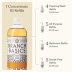 Branch Basics Ultimate Starter Kit: Natural All Purpose Cleaner, Glass, Bathroom, Foaming Hand Wash (4 Plastic Bottles + Concentrate + Oxygen Boost), Laundry Detergent, Plastic-Free Dishwasher Tablets