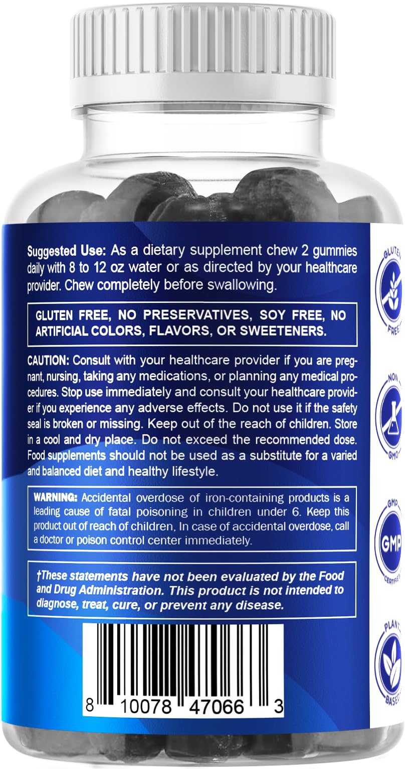 Vitamatic Iron Gummies Supplement for Women & Men - 20mg Serving - 60 Vegan Gummies - Great Tasting Iron Gummy Vitamins with Vitamin C (60 Count (Pack of 2))