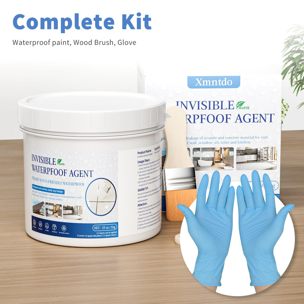 Xmntdo Invisible Waterproof Agent Transparent Repairing Leak Waterproof Adhesive for Roofs, Walls, Bathroom, Shower, Window Sills, Indoor & Outdoor Water Proof Coating 35 Oz