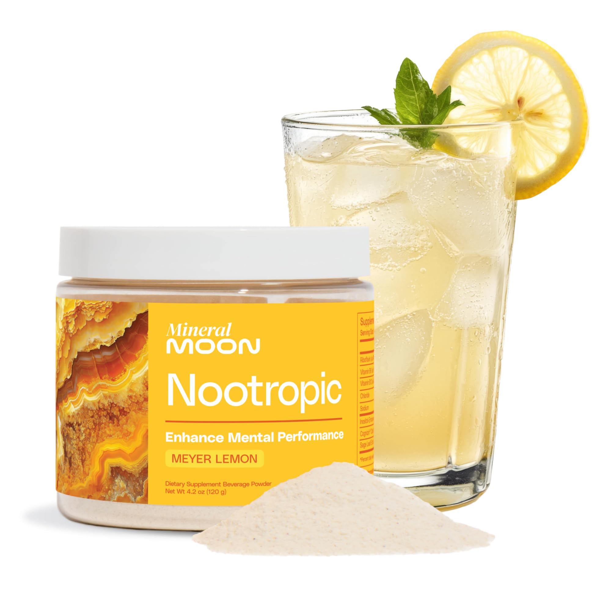 Mineral Moon Premium Cognitive Ignition Nootropic Powder - Brain Supplements For Memory & Focus - Sage Extract, B Vitamins,Cognizine Citicoline& nooLVL - Supports Mental Clarity - No Caffeine or Sugar