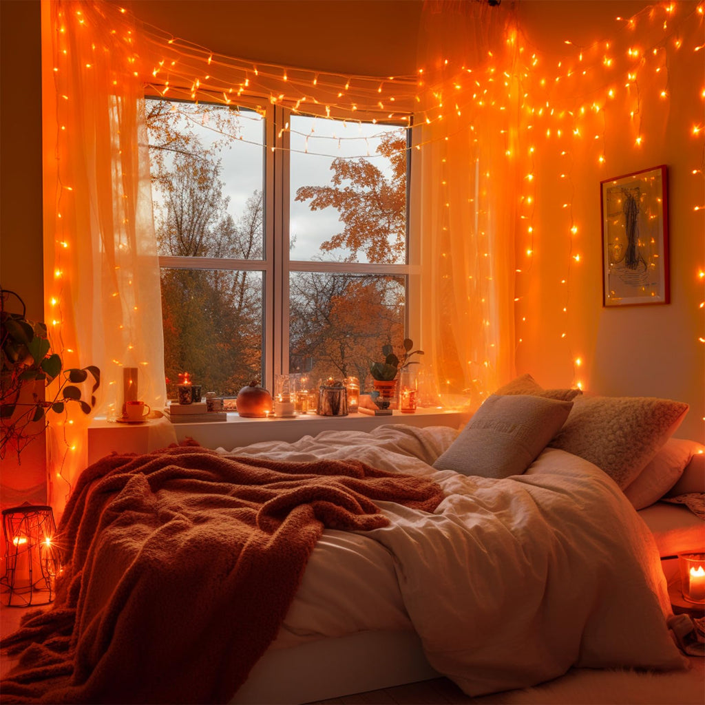 JMEXSUSS 168Ft 600 LED Halloween Lights Outdoor Orange String Lights Plug
