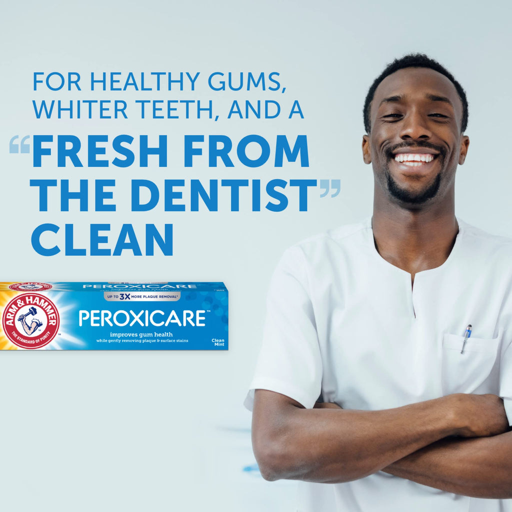 ARM & HAMMER Peroxicare Toothpaste for Gum Health, Baking Soda Toothpaste, Clean Mint, 6.0oz (Pack of 2)