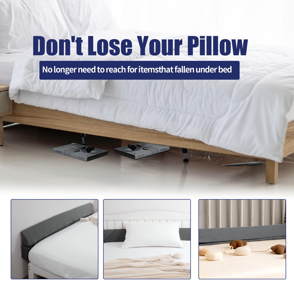 HOMBYS Wedge Pillow Headboard for Bed Gap,Foldable Bed Wedge Gap Filler King Size,Matterss Gap Filler,Multi Functional Bed Crack Pillow, Fill The Gap (0-7") Between Your Headboard and Mattress,Grey