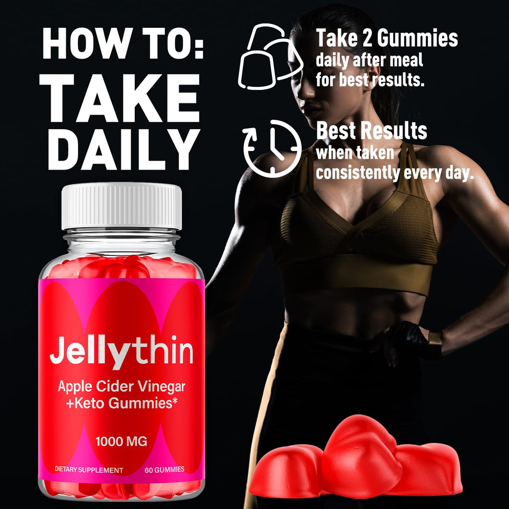 (5 Pack) Jelly Thin Gummies, Jellythin Weight Management Gummys with Apple Cider Vinegar, Advanced Health and Wellness Formula Gummys with Maximum Strength Active Lifestyle Multivitamins (300 Gummies)
