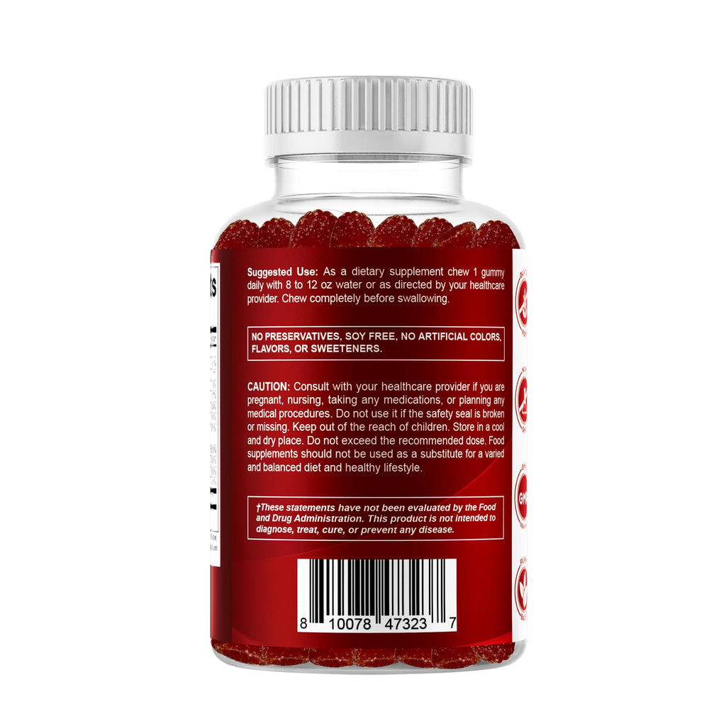 Vitamatic Vitamin B Complex Gummies with Vitamin C & Inositol - Natural Strawberry Flavor - 60 Gummies (2 Bottles)