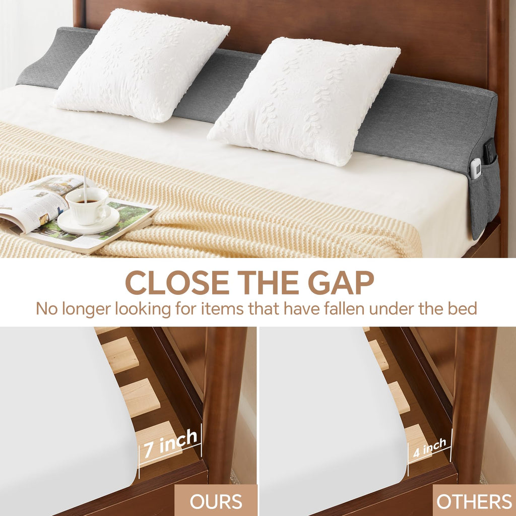 EUHAMS King Size Bed Wedge Pillow for Headboard Bed Gap Filller/Mattress Gap Filler (0-7") - Wedge Pillow Headboard Triangle Foam Pillows Wedges Between Headboards Mattress (Grey,76"x10"x6")