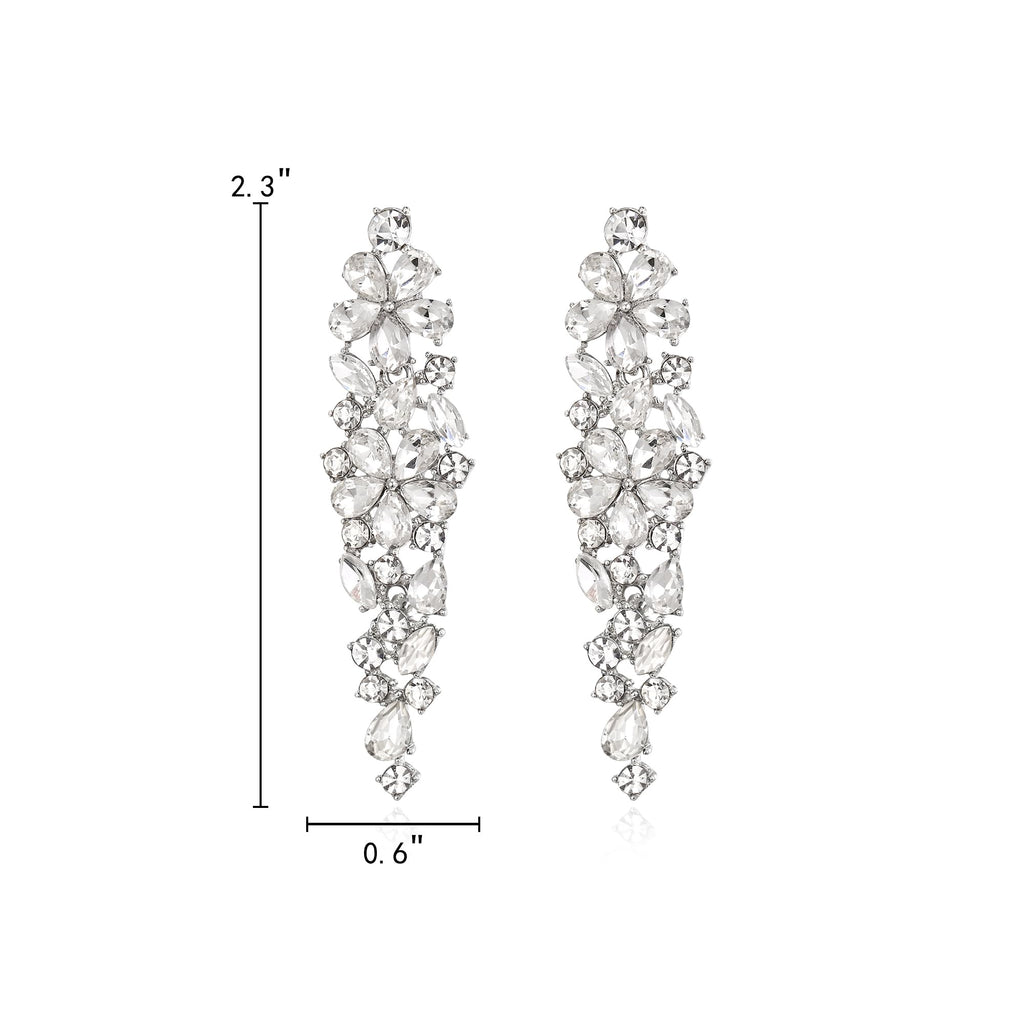 EleQueen Women's Sparkle Clear Crysatl Bridal Earrings bridal for Wedding