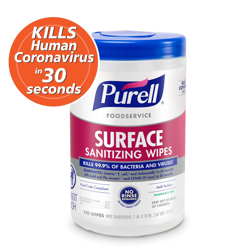 Purell Foodservice Surface Sanitizing Wipes Canister, 6pk x 110ct - 9341-06