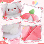 MIAODAM Bunny Stuffed Animal for Girls, Cute Strawberry Rabbit Bunny Plush