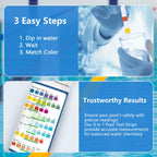 2026 New Pool Test Strips - 9 in 1 Pool Salt Test Strips 150 Counts for Salt Water Pool Testing Kit for Salt Level (0-6000ppm) Copper GH pH Bromine Cyanuric Acid for for Swimming Pool Spa Hot Tub