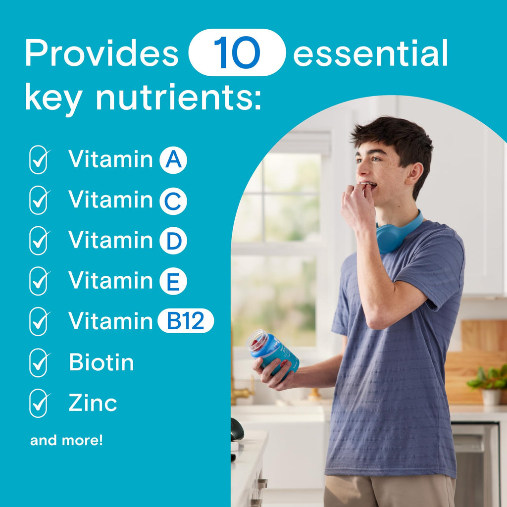 One A Day Teen Boy’s Daily Essentials Multivitamin Gummies, Teen Boy Vitamins with Vitamin C, Vitamin D, Bone Health, Immune Health, Raspberry Natural Flavor, 120 Gummies