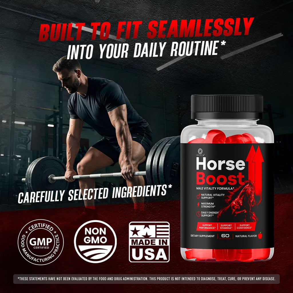 Horse Boost Gummies - Official HorseBoost Gummys Advanced Premium Formula Support Maximum Strength, All Natural Ingredients Vitamins for Overall Health & Wellness, 60 Gummies for 1 Month