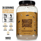 NAKED Shake - Chocolate Peanut Butter Protein Powder - Vegan Protein Powder from US & Canadian Farms with MCT Oil, NSF Certified, Gluten-Free, Soy-Free, No GMOs or Artificial Sweeteners - 30 Servings