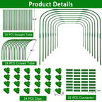 8 Sets 41.3"x32" Greenhouse Hoops Grow Tunnel for Garden Plants and Raised Beds,Durable Removable Rust-Free Steel Coated Frame Garden Hoops Kit with 24 Clips,Row Cover Hoops for Outdoor Vegetable