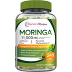 Doctor's Recipes Moringa, Complete Green Superfood, Natural Antioxidant Support, Non-GMO, 240 Vegan Caps, No Caffeine Soy Gluten