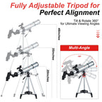 Telescope for Kids Adults 80mm Aperture 600mm Refractor Telescopes High Magnification Astronomical Telescope for Beginner, Telescopio with Phone Adapter Carrying Bag Tripod