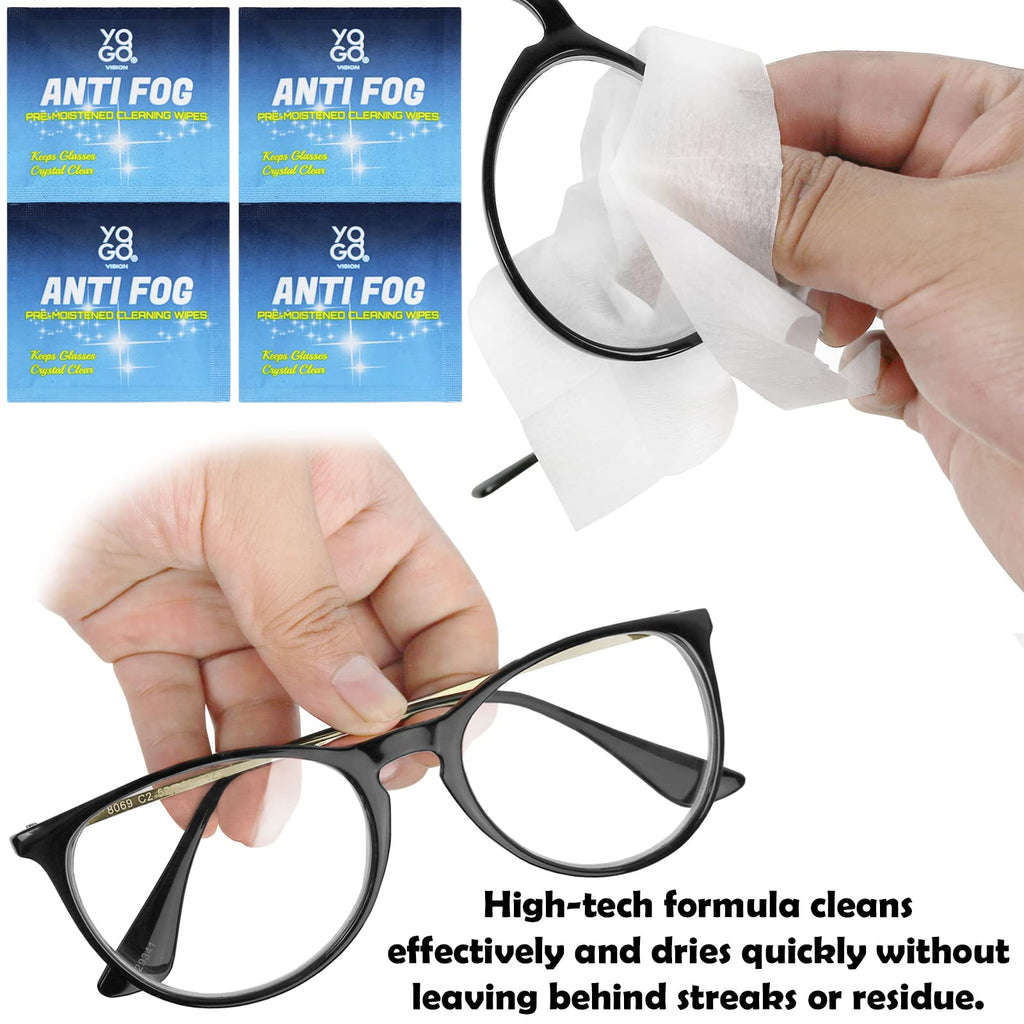 Anti Fog Wipes for Glasses Pre Moistened Cleaner Lens Wipes for Screens, Binoculars, Face Sheilds, Ski Masks, Swim Goggles, Individual Wrapped Antifog for Eyeglass Cleaner (200 Pack)