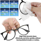 Anti Fog Wipes for Glasses Pre Moistened Cleaner Lens Wipes for Screens, Binoculars, Face Sheilds, Ski Masks, Swim Goggles, Individual Wrapped Antifog for Eyeglass Cleaner (200 Pack)