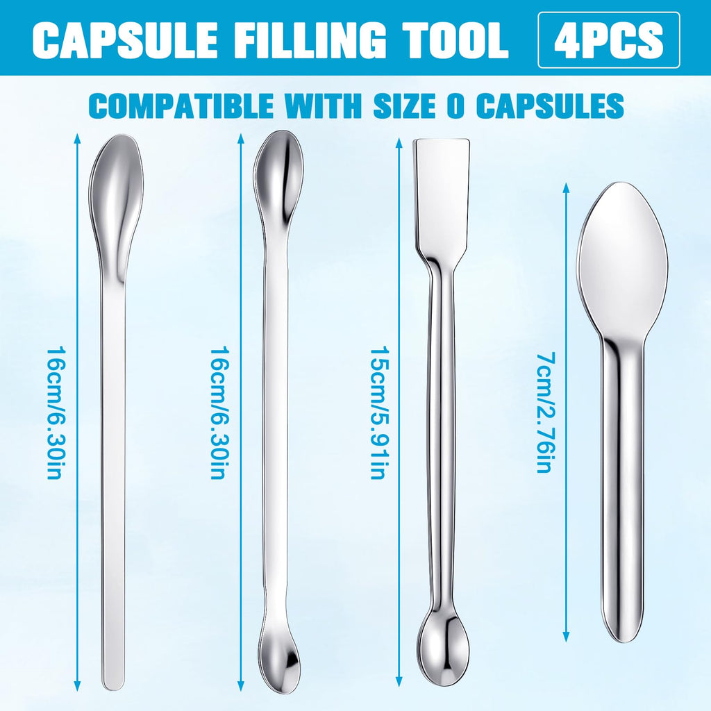 Timgle 2000 Count Empty Capsules with Lab Spoon Filling Kit Clear Fillable Empty Container DIY Vegetable Capsule Filling for Making Your Own Supplements
