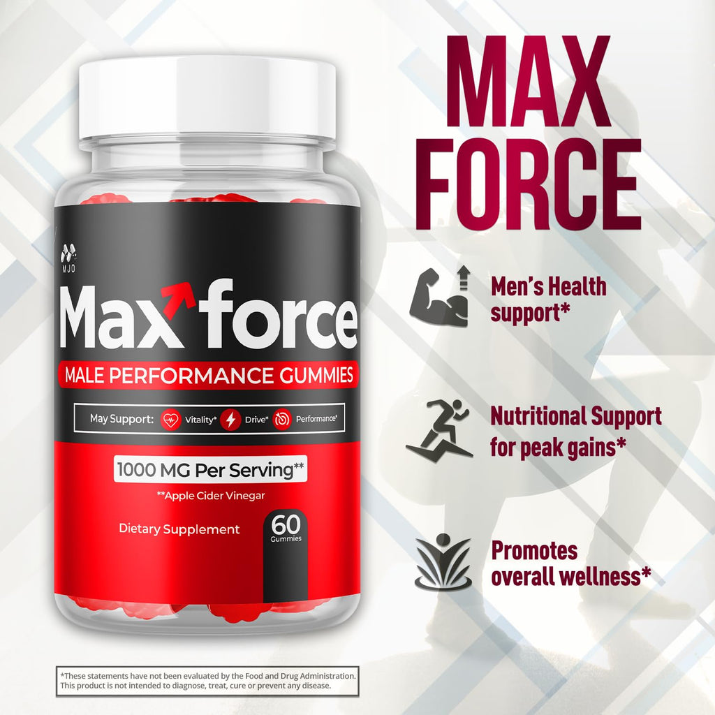 Max Force Gummies, Official Max Force Gummys with All Natural Ingredients, Advanced Formula Max Strength Supplement with Natural Active Lifestyle Support Featuring Premium Multivitamins (60 Gummies)