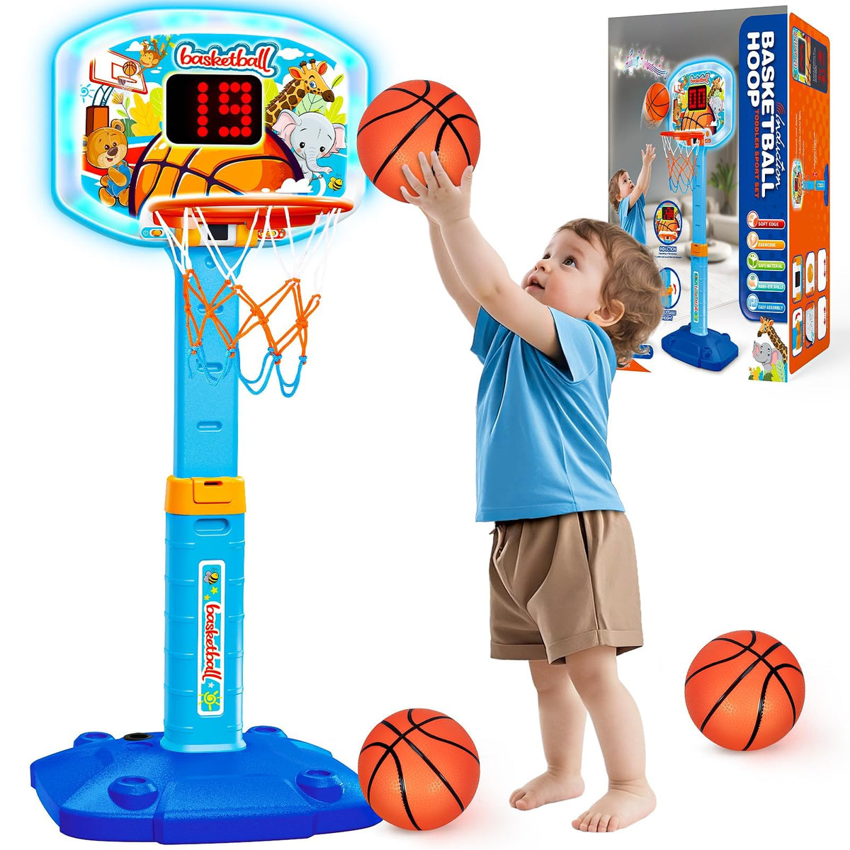 Toddler Basketball Hoop for Ages 2 3 4, Indoor Outdoor Kids Basketball Goal