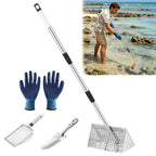 Sand Flea Rake, Shark Tooth Sifter ,65" Long Handle Stainless Sand Sifter