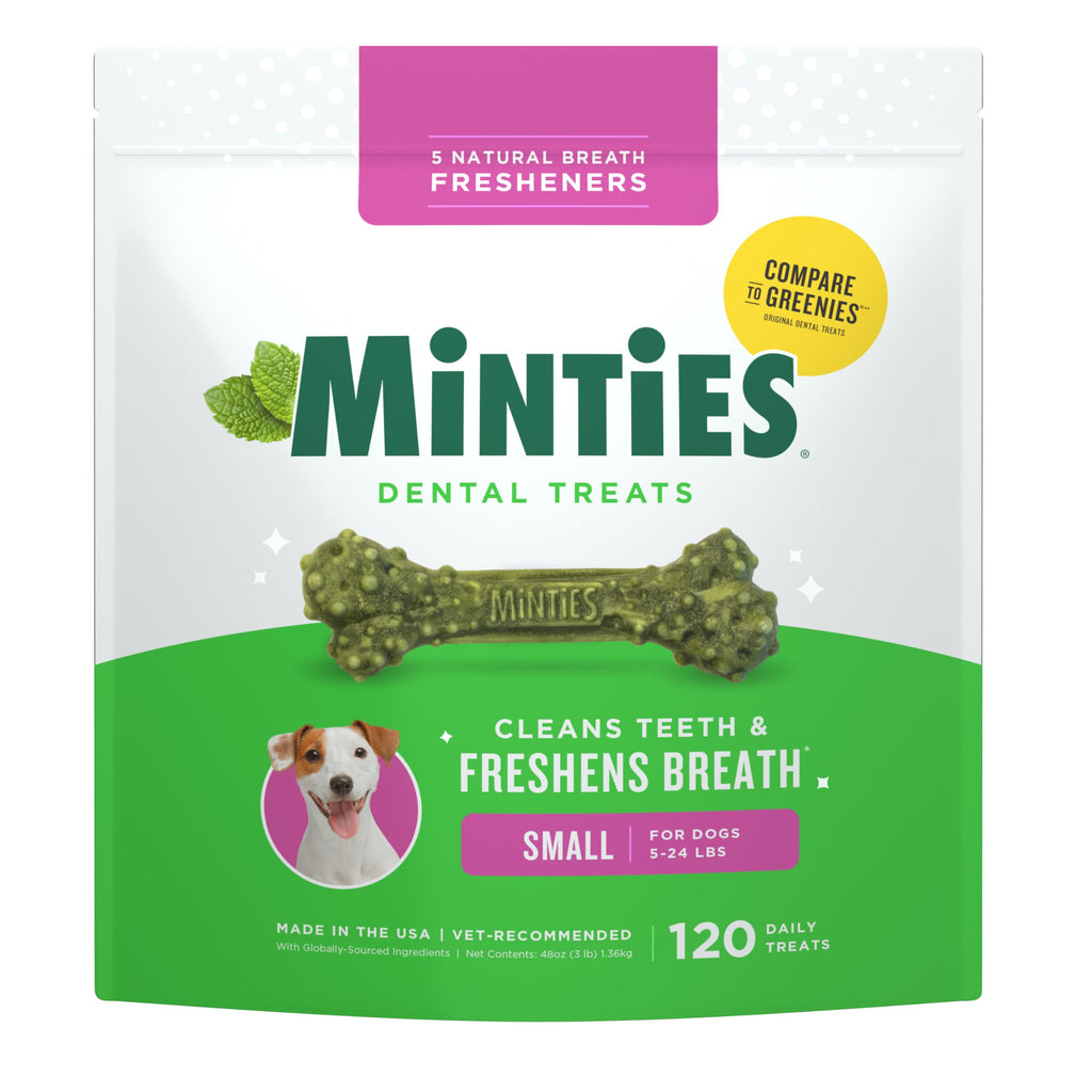 Minties Mint Dental Chews for Dogs, Small Dogs 5-25 lbs, 120 Count