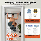 Sportneer Pull Up Bar: Strength Training Chin up Bar No Screws - Adjustable 29.5''-37''(75-94cm) Width Locking Mechanism Pull up Bar for Doorway - Max Load 440lbs for Home Gym Upper Body Workout, Non-slip